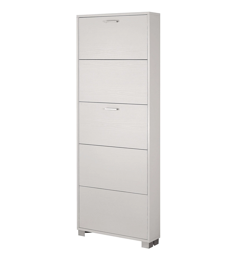 SCARPIERA BIANCO FIAMMATO CON 5 ANTE, 70X190X18 CM